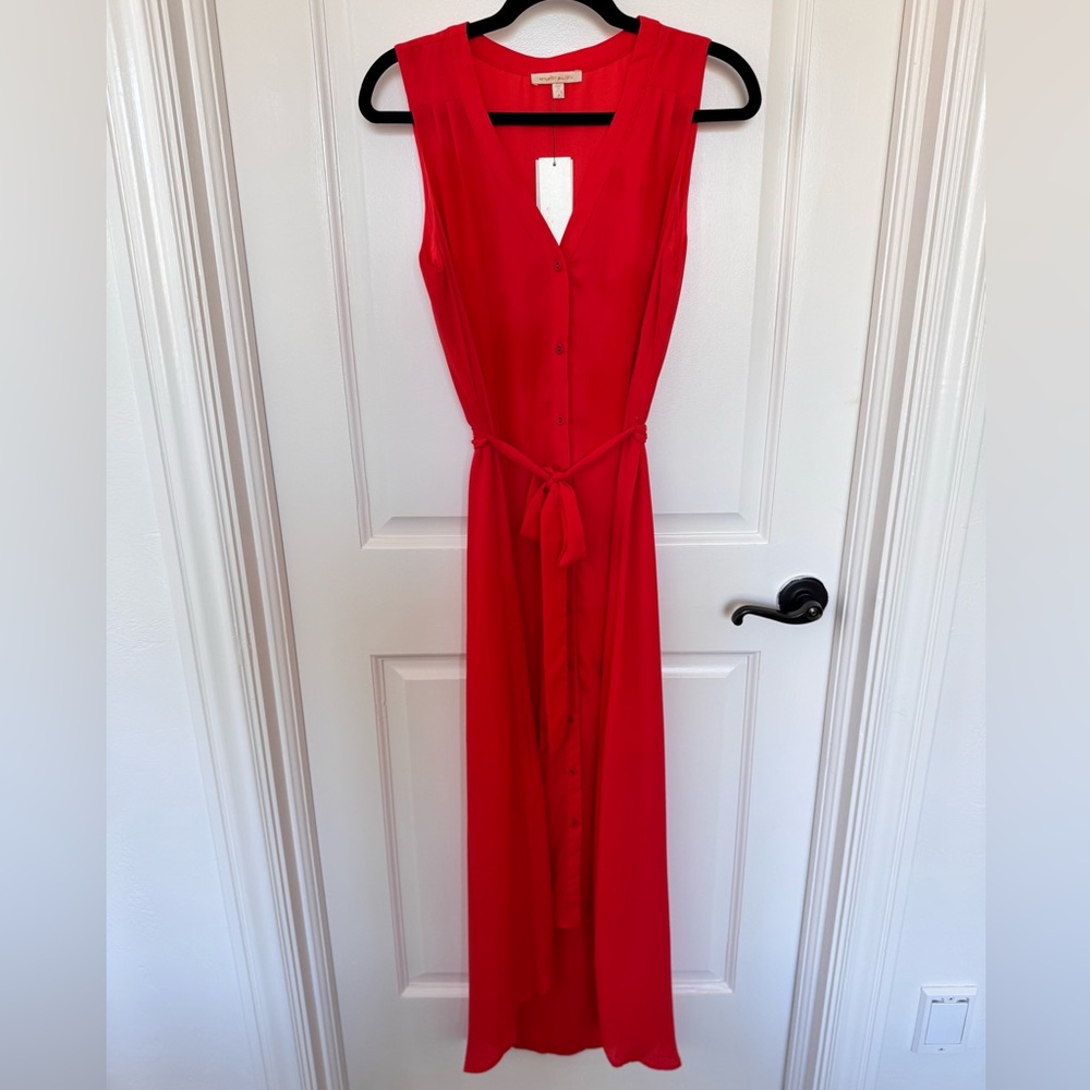 Under Skies Button Down Maxi Dress Women's Size 8 Red